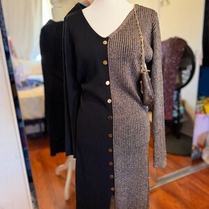 Say What? Black and Gray Long Sleeve Dress